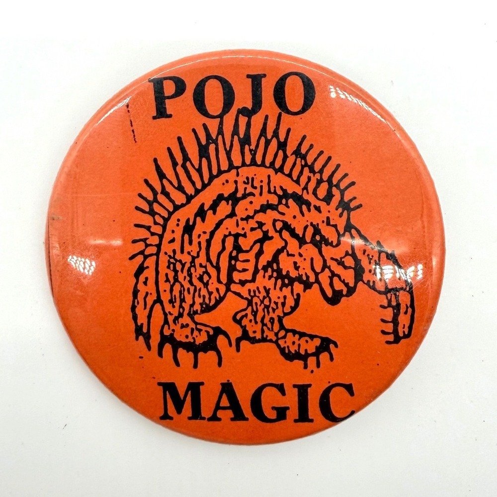 POJO MAGIC Orange Dragon‎ Graphic Pin Button Badge Th Gathering Magazine